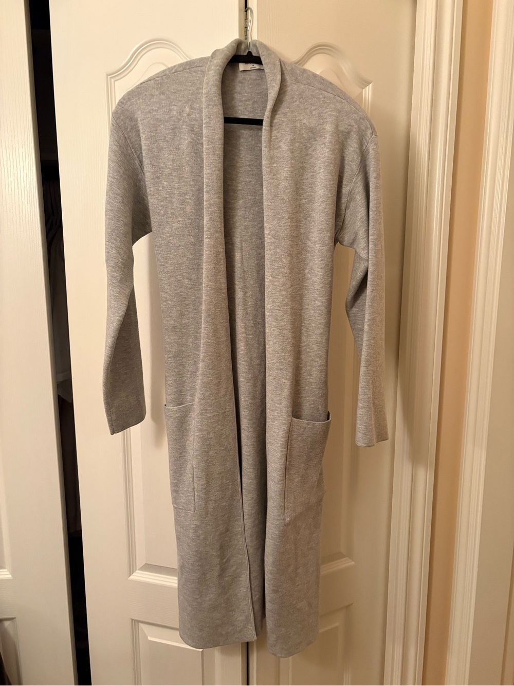 Babaton Heather Gray Open-Front Long Cardigan